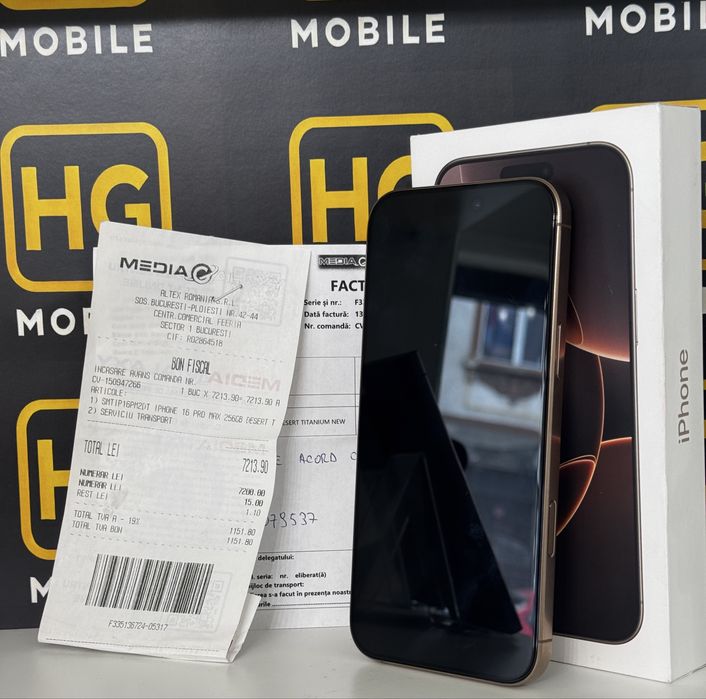 iPhone 16 Pro Max(Desert/Gold)-256GB, Impecabil, Factura+Garantie