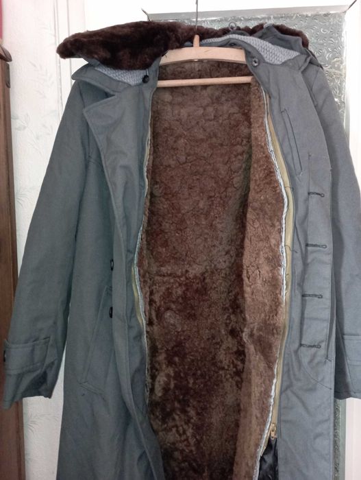 Мъжка шуба с подплата от агнешка кожа -  военна /габина/