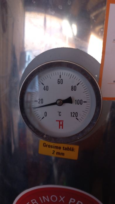 Boiler de baie pe lemne cu focar, inox, 120 l, din tabla de 2 mm,