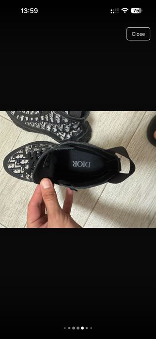 Dior B28 Black Beige Oblique High Top Trainer - 43