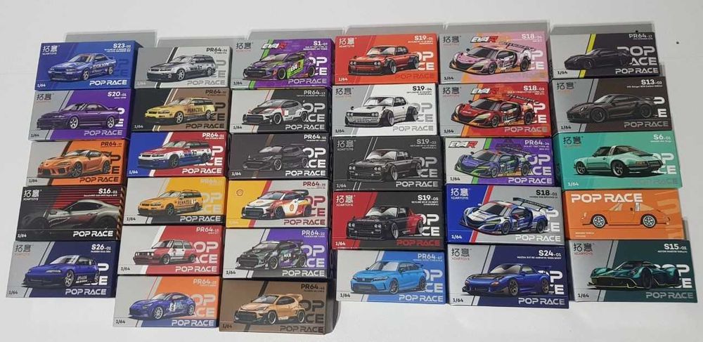Pop Race 1:64, Honda NSX, Nissan Skyline,  VW, Toyota Yaris, Mazda.