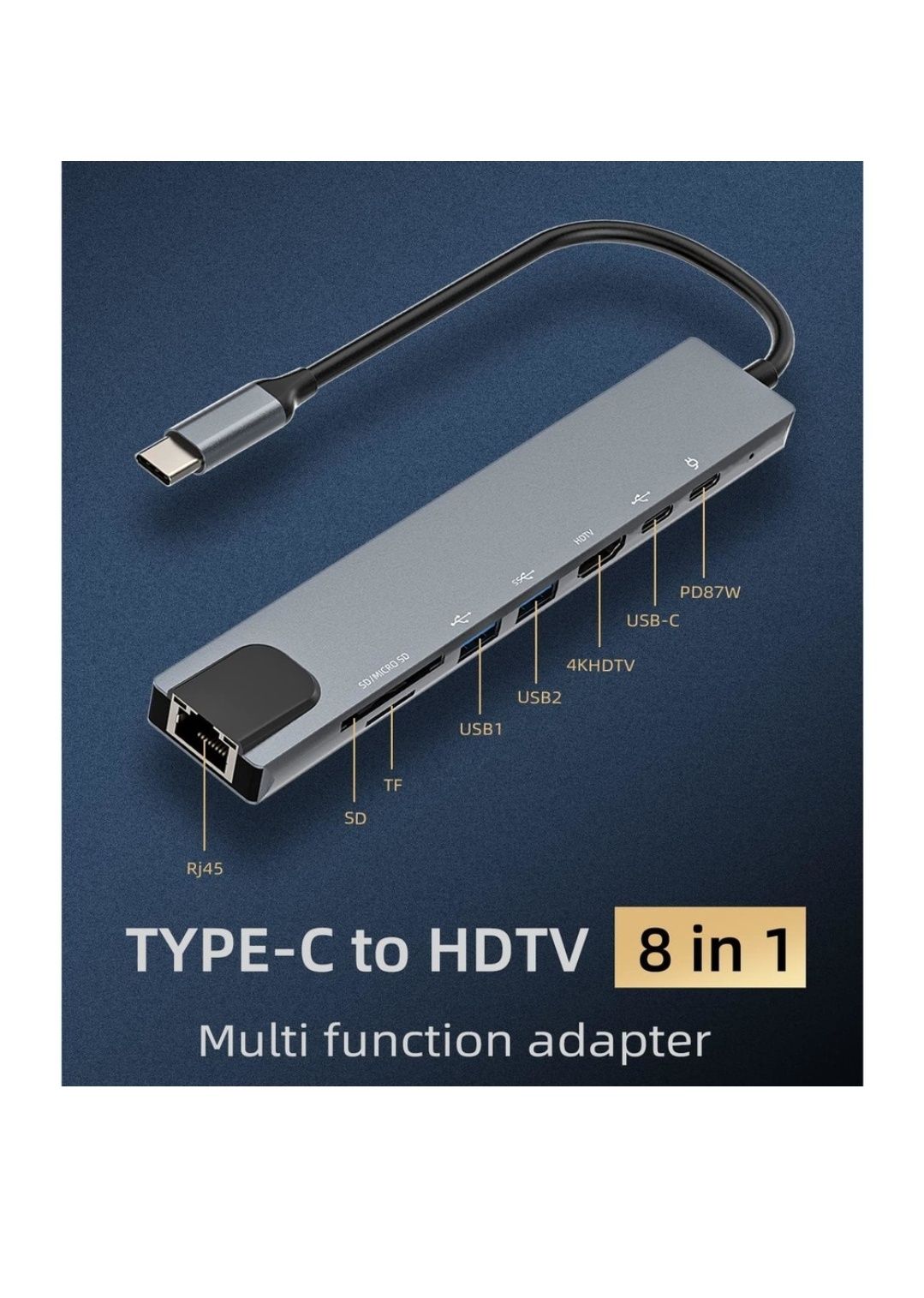 Hub Adaptor Multiport 8 in 1 USB-C 3.1