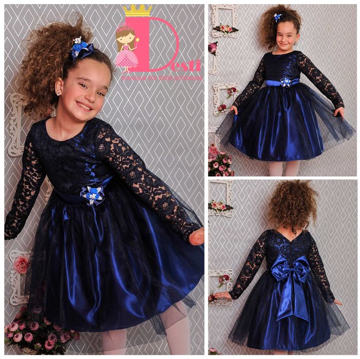 Детски рокли ТЕДИ-МОД туту с дантела,голяма панделка, разл цветове