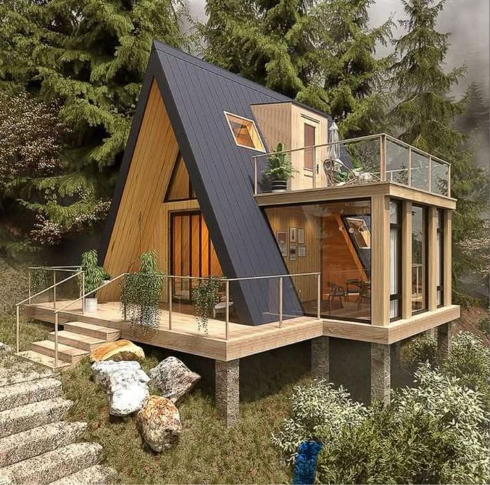 Cabane din lemn tip casa sau Aframe