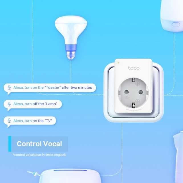 2 prize Wi-Fi smart TP-Link Mini Tapo P100 cu control vocal mod away