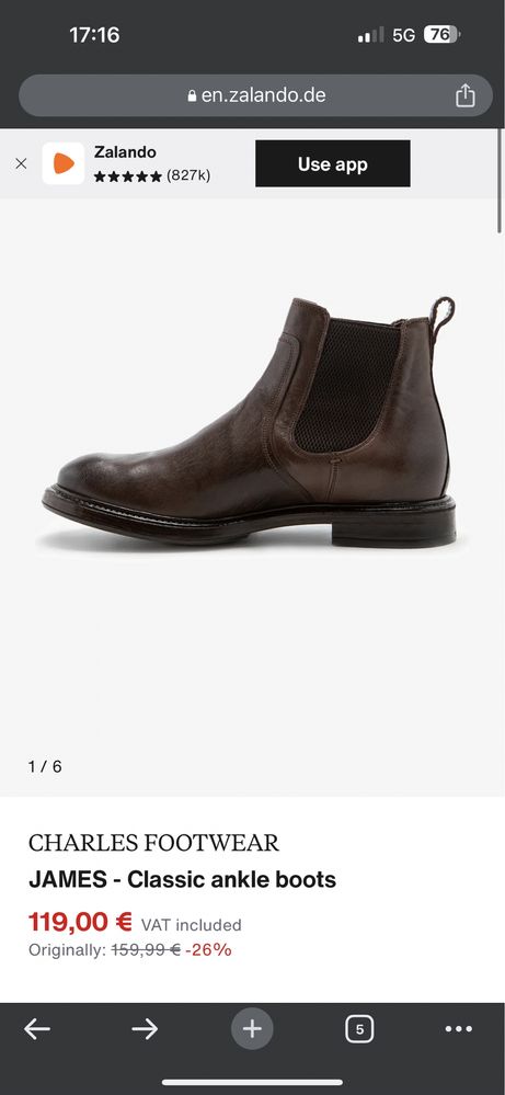 Чисто нови класически обувки Charles footwear/James boots 29,5см