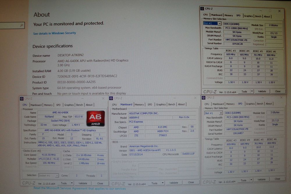 Kit AMD A6 6400k 3.9 Ghz Placa de baza Asus FM2+ vga dvi hdmi 4gb ddr3