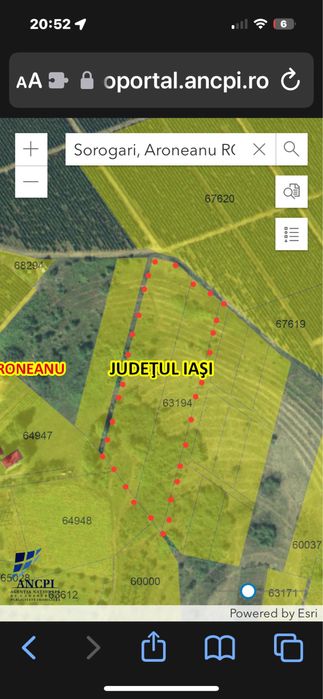 19.000 m2  Sorogari comuna Aroneanu Iasi la 200 m de asfalt