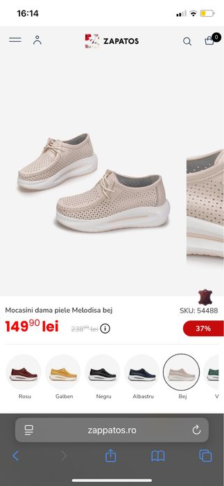 Mocasini damă/Pantofi cu șiret piele Zappatos