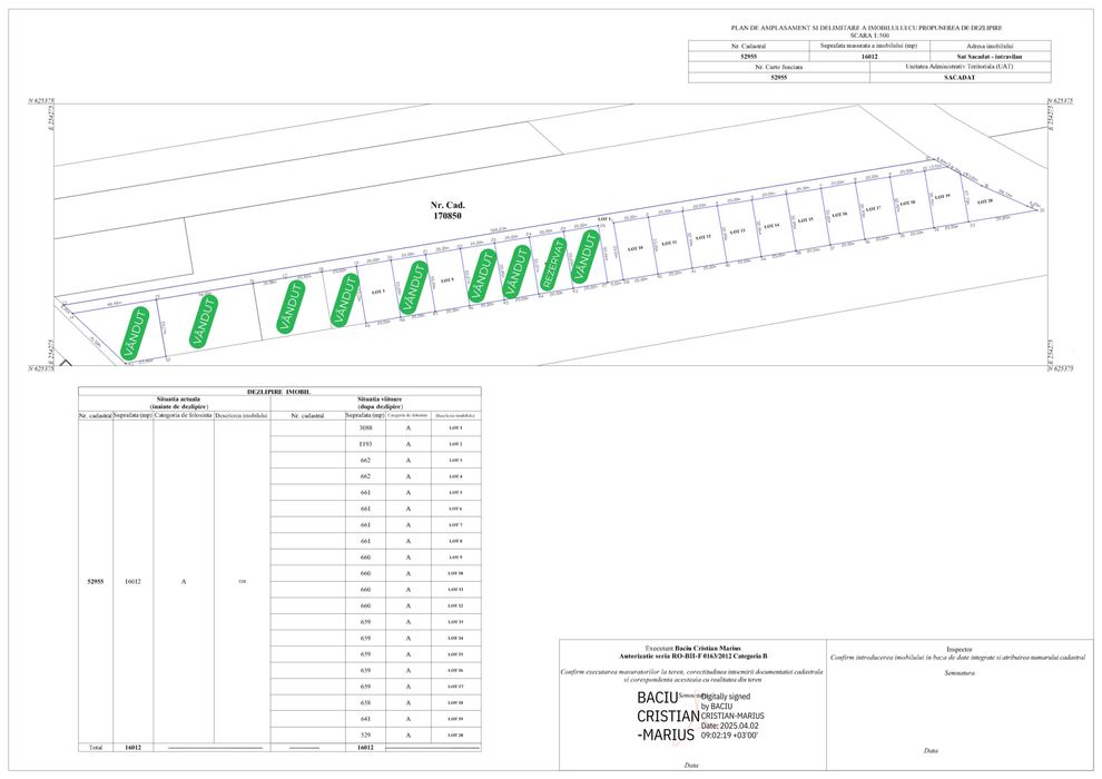 parcele pt casă SACADAT-COCA COLA, 660mp. 13900 Euro neg
