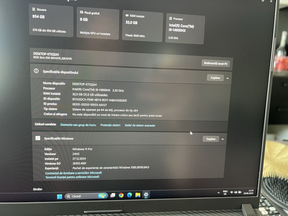 Laptop Gaming Asus rog strix G16 / Garantie / rtx 4060 / i9 14900HX