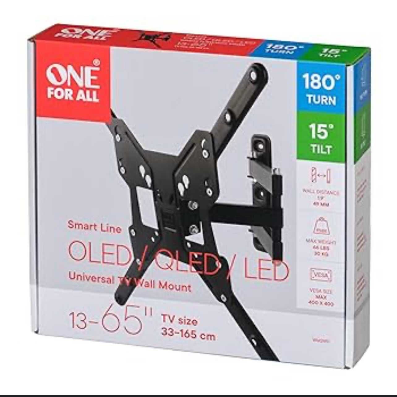 Стойка за телевизор One for All. Завъртяне до 180 градуса. 13-65 инча