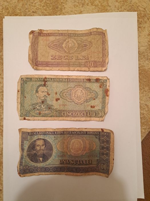 Bacnota de 10 lei , 50 lei, 100 lei din 1966