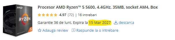 Procesor AMD Ryzen™ 5 5600, 4.4GHz, 35MB, socket AM4, Box
