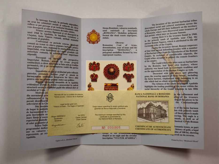 Moneda aur BNR - Istoria aurului - Vulturul de la Apahida