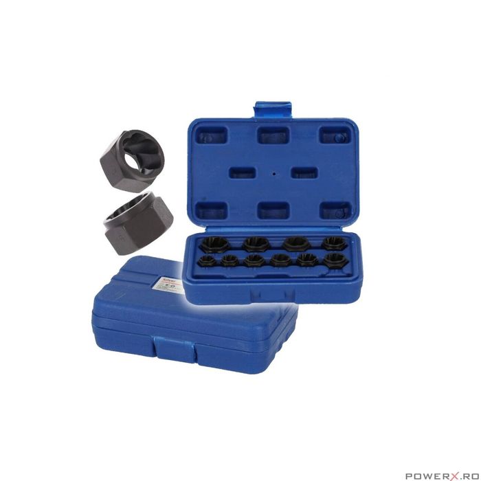 Trusa extractoare suruburi si piulite deteriorate, 11 piese, 9-19 mm,