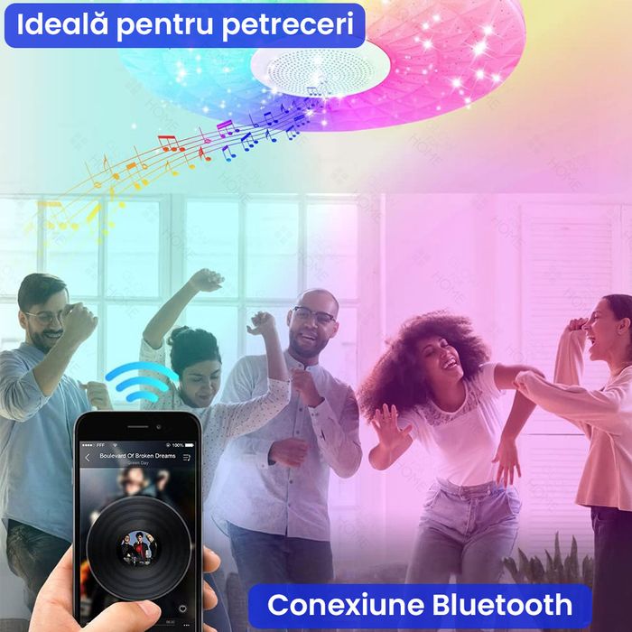 Plafoniera LED RGBW Smart, Cu Telecomanda si Aplicatie, Bluetooth