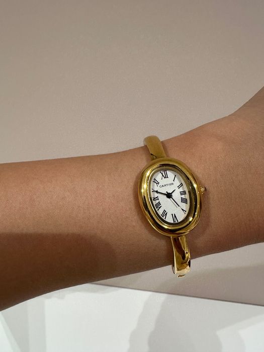 Часы копия Cartier Baignoire желтое золото