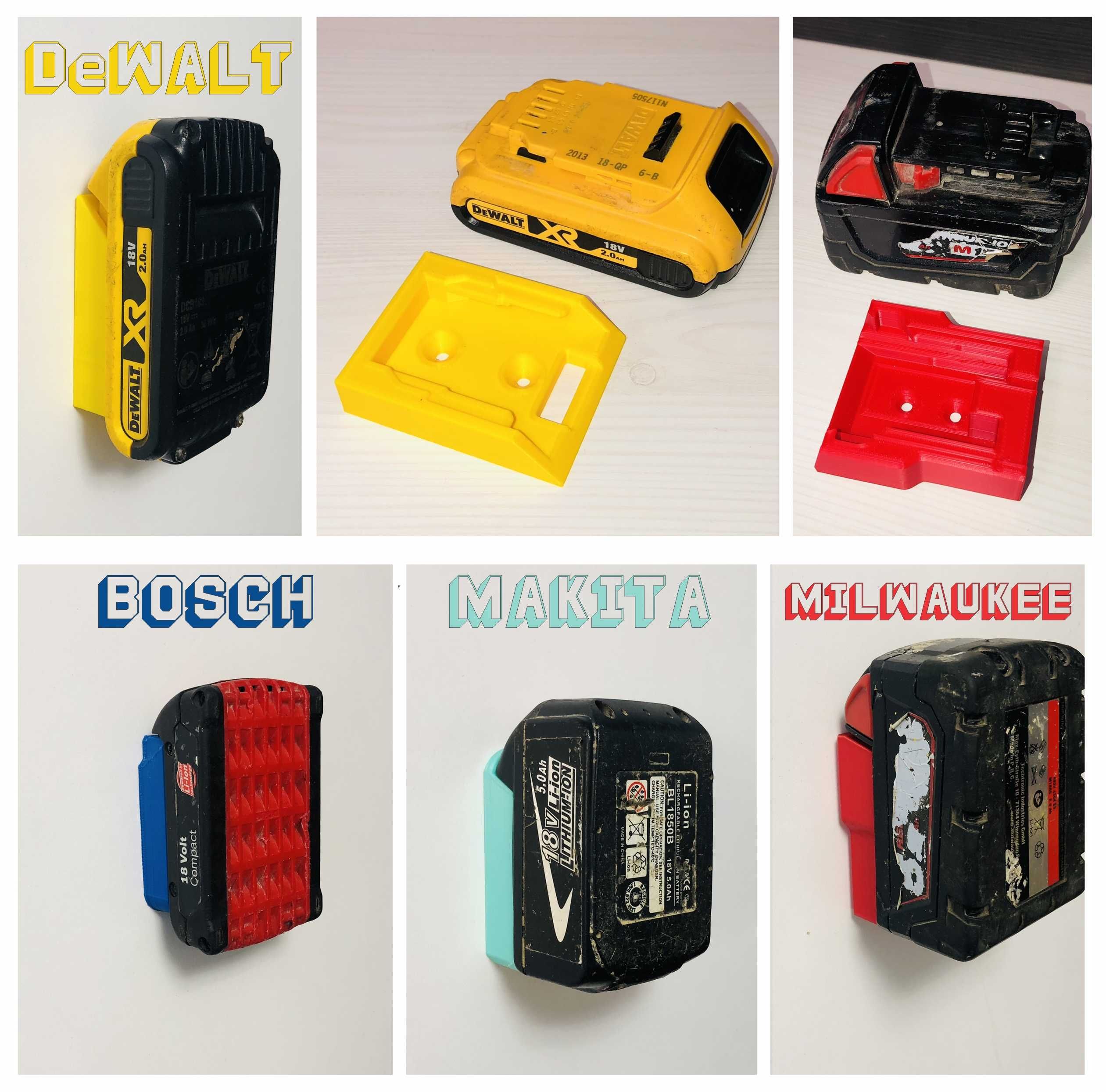 Suport organizare acumulator DeWalt, Milwaukee, Bosch, Makita