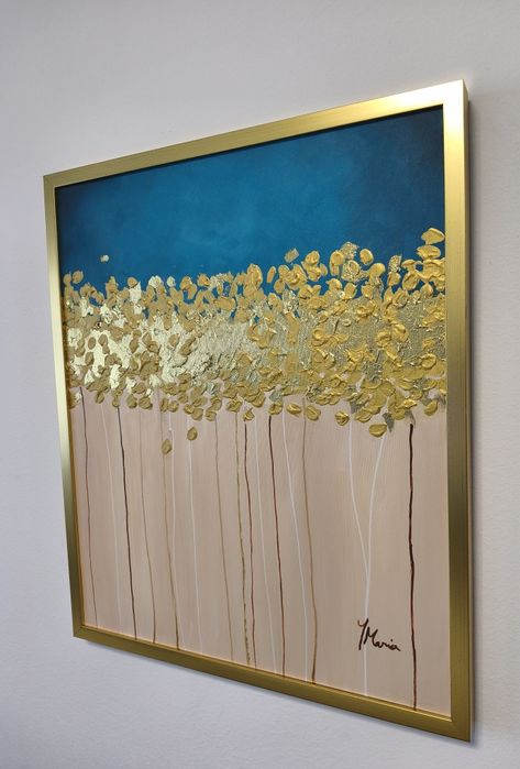 Tablou pictat manual cu foiță de aur