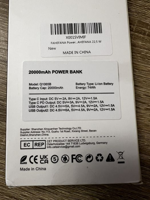 Power bank baterie externa 20000 mAh