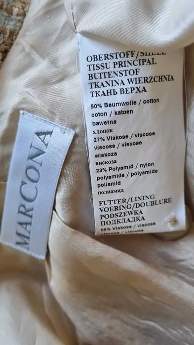 Sacou Marcona, marimea 44, stofa tip Chanel, bumbac/vascoza/poliamid