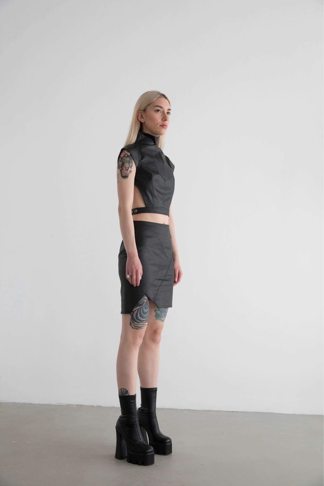 Fusta Lunar Laboratories denim cerat femei marime S (nu vagabond)