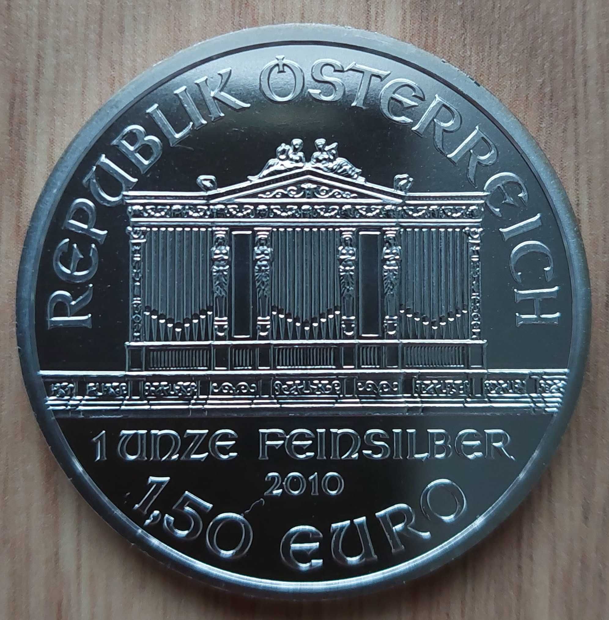 Monede argint "Wiener Philharmoniker" 2010, Austria, 1 uncie, 31.1 g