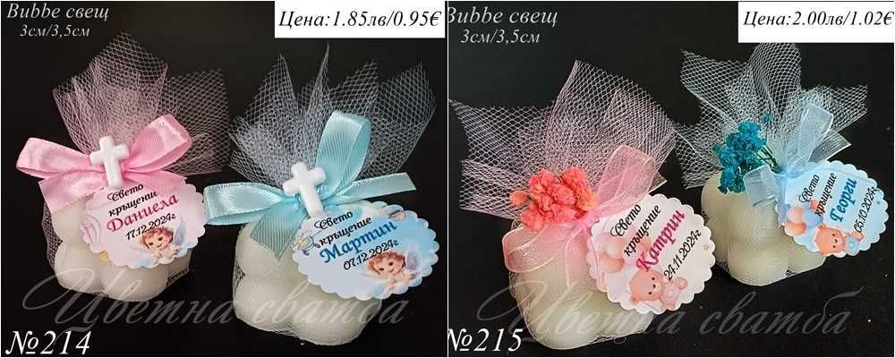 Подаръчета за кръщене, Подаръци за гости, Бурканче с мед, свещи