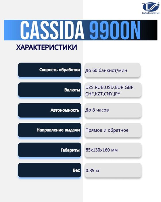 Автоматический детектор валют с полной детализацией Cassida 9900N