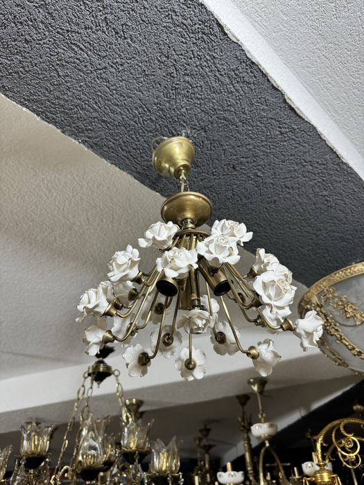 Candelabre bronz/ portelan- hol- terasa- living- dinning
