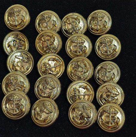 Set 20 nasturi aurii tema navala - marina - din plastic  TRANSP GRATIS