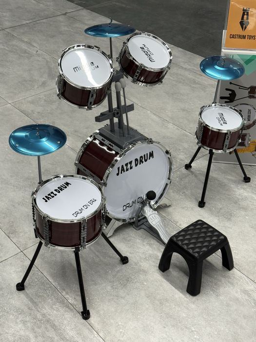 Детский барабанный набор Jazz Drum: барабан, стул, аксессуары.