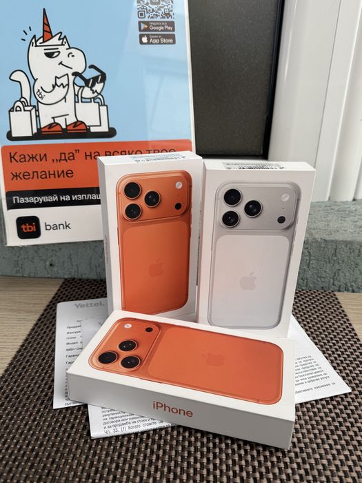 36М НОВ!ЛИЗИНГ*92лв/м iPhone 17 Pro Orange Silver айфон 17 про бял