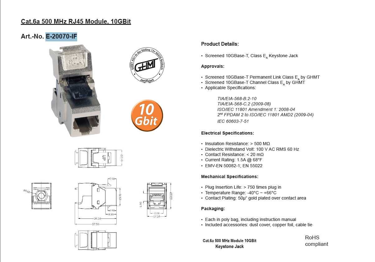 E-20070-IF Модуль RG-45 CAT6A