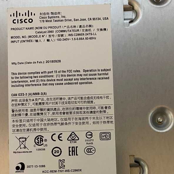 Switch Cisco 2960X-24TS-LL