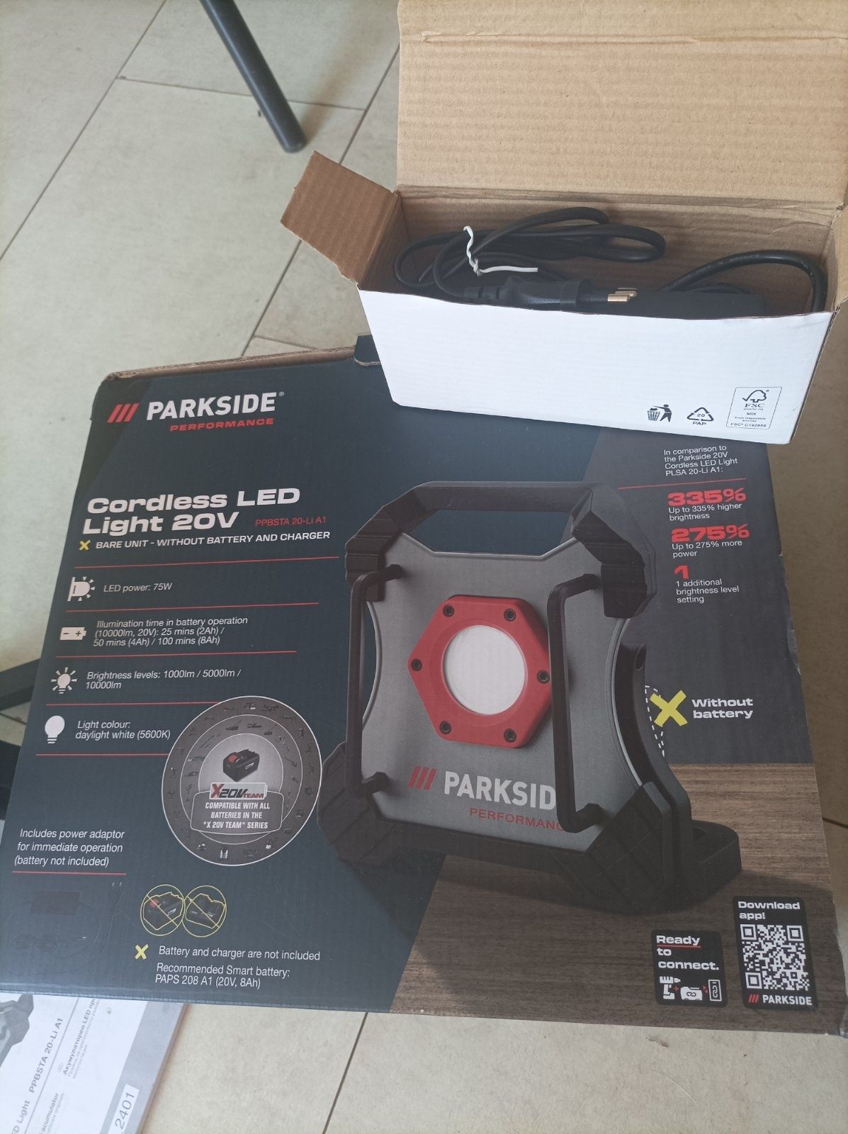 PARKSIDE PERFORMANCE Акумулаторен LED прожектор 20V – 10000 lm