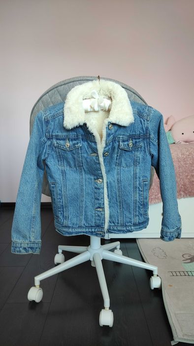 Дънково яке за момичета с каракул –MANGO зимно, топло и супер стилно!