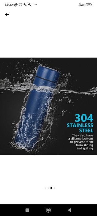 Marțișor ...Vand Termos Smart Albastru mat, cu sita infuzor si perete