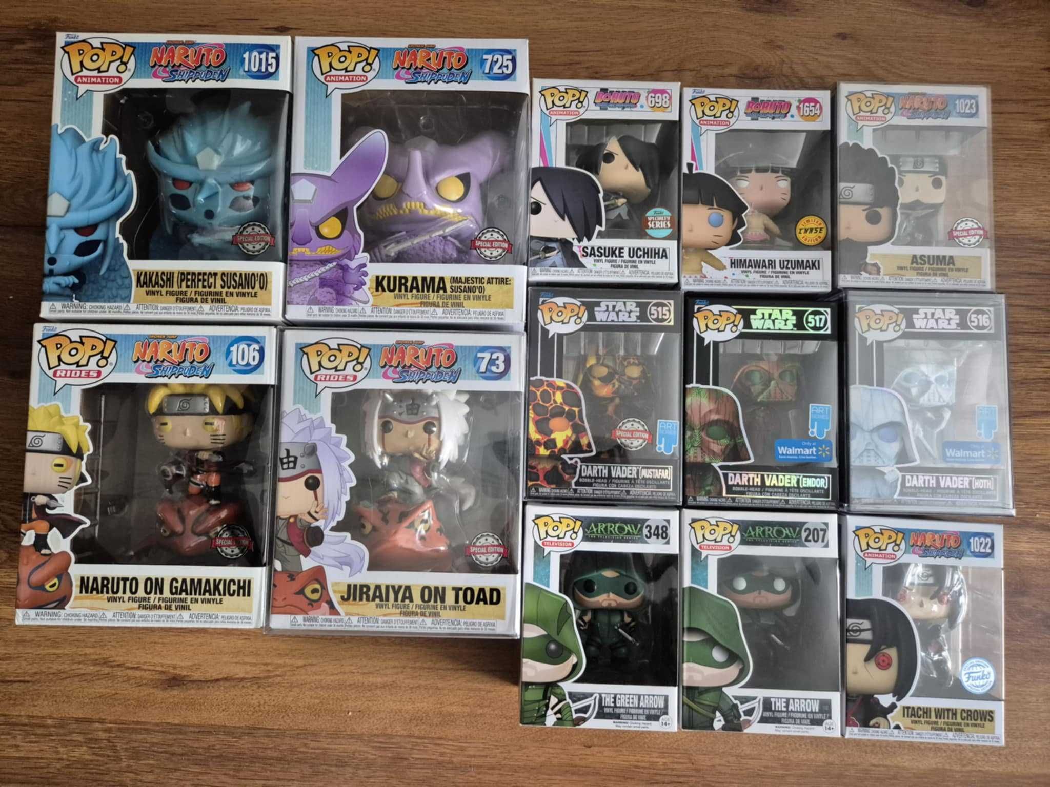 Funko pop Naruto- Arrow- Sasuke- Star Wars- Darth Vader