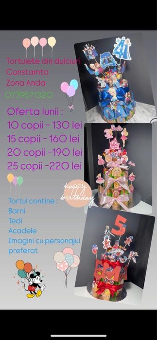 Tortulete din dulciuri ambalate