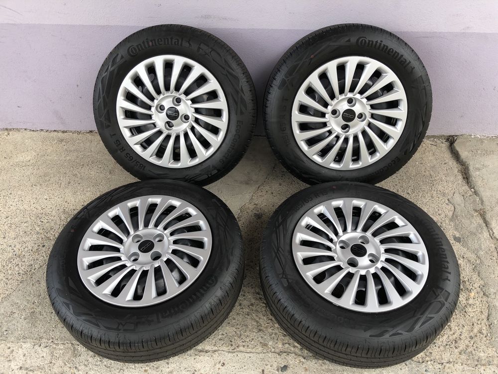 Jante otel cu anvelope de vara Fiat 500, 185/65R15 Continental - NOI