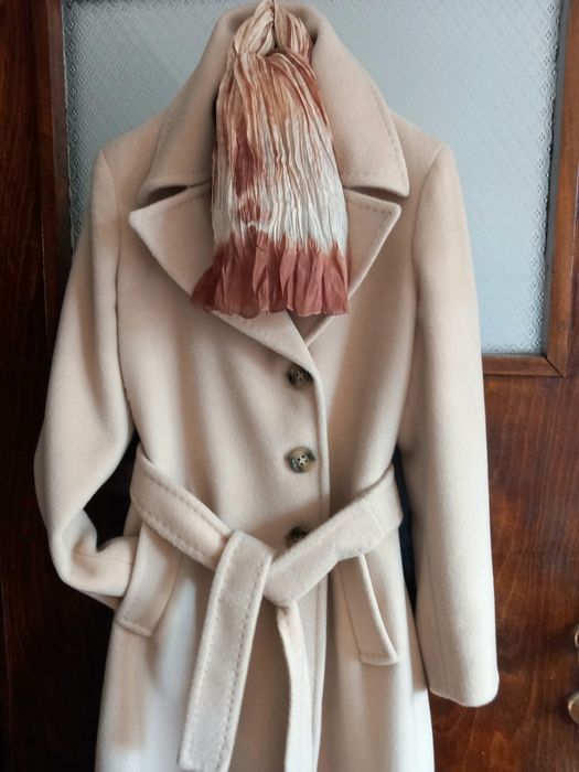 Палто Марела, Италия – вълна колекция есен–зима с кожена, лисица яка