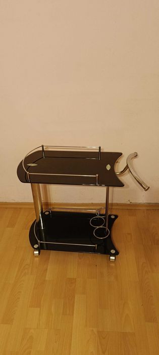 Кетъринг стъклена черна масичка