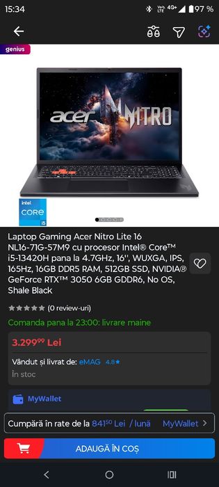 Laptop Gaming Acer Nitro Lite 16