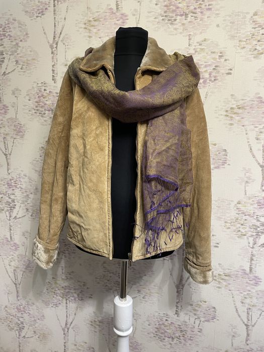 Geaca de piele intoarsa cu blana Naf Naf L/M