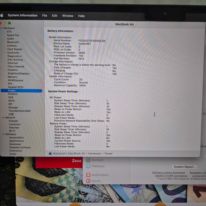 Laptop Apple MacBook Air M2 2022 8gb 250gb Blue 20 cicluri Zeus 33920