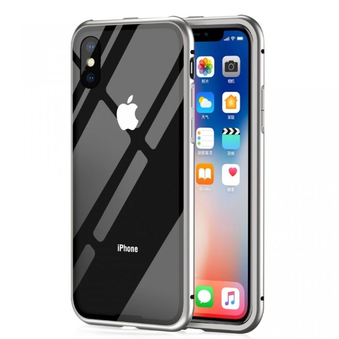 Husa Apple iPhone X, Magnetica 360 grade Negru + folie de sticla