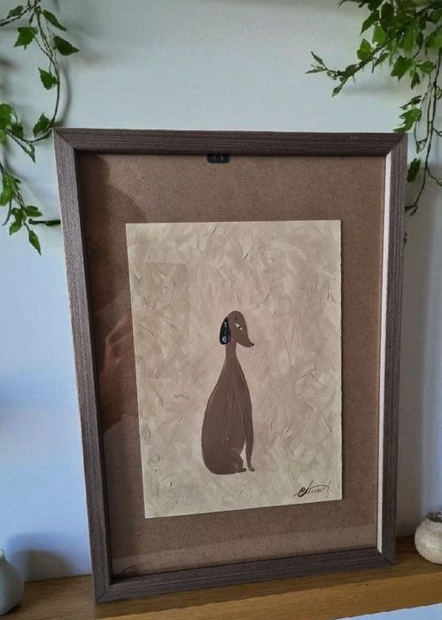 Tablou câine realizat manual