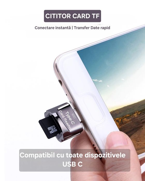 Cititor carduri SD cu breloc USB 3.0.Mufă UsbC. Compatibil Android/IOS